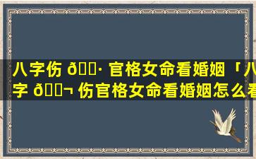 八字伤 🌷 官格女命看婚姻「八字 🐬 伤官格女命看婚姻怎么看」